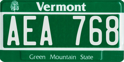 VT license plate AEA768