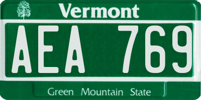 VT license plate AEA769