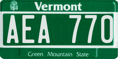 VT license plate AEA770
