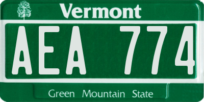 VT license plate AEA774