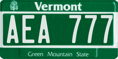 VT license plate AEA777