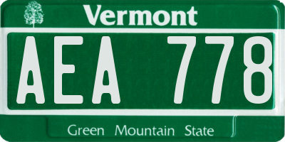 VT license plate AEA778