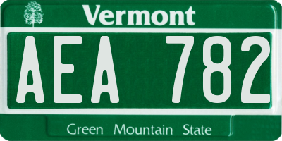 VT license plate AEA782
