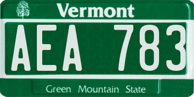 VT license plate AEA783