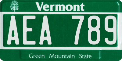 VT license plate AEA789