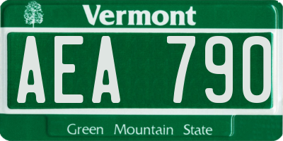 VT license plate AEA790