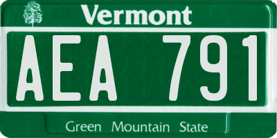 VT license plate AEA791