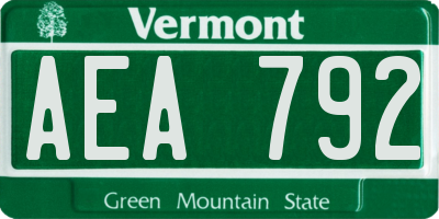 VT license plate AEA792