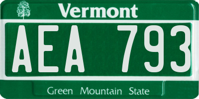 VT license plate AEA793