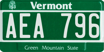 VT license plate AEA796