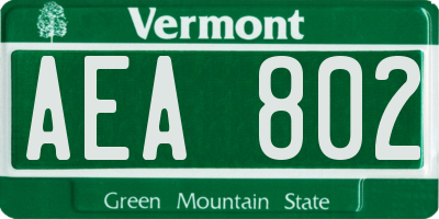 VT license plate AEA802