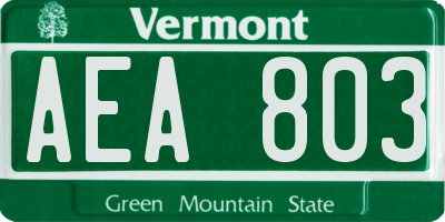 VT license plate AEA803
