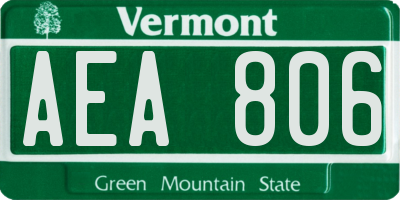 VT license plate AEA806