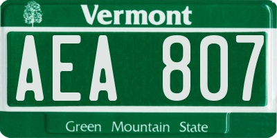 VT license plate AEA807