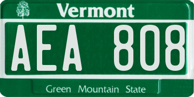 VT license plate AEA808
