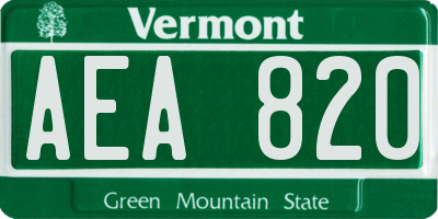 VT license plate AEA820