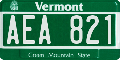 VT license plate AEA821