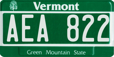 VT license plate AEA822