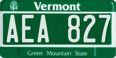 VT license plate AEA827