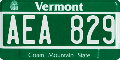 VT license plate AEA829