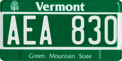 VT license plate AEA830