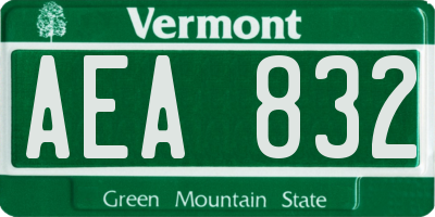 VT license plate AEA832