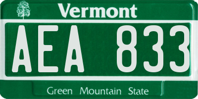 VT license plate AEA833