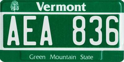 VT license plate AEA836