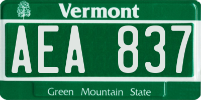 VT license plate AEA837