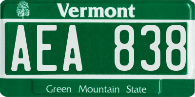 VT license plate AEA838