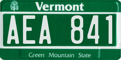VT license plate AEA841
