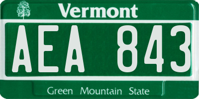 VT license plate AEA843