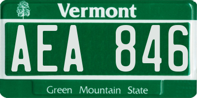 VT license plate AEA846