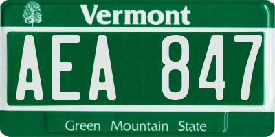VT license plate AEA847