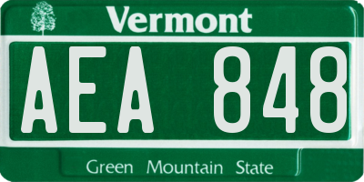 VT license plate AEA848