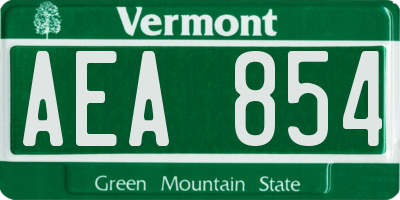 VT license plate AEA854