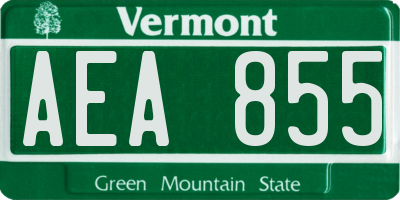 VT license plate AEA855