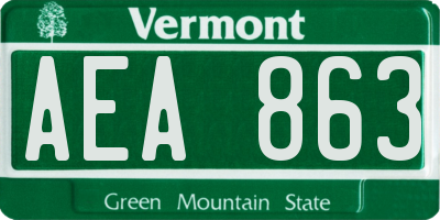 VT license plate AEA863
