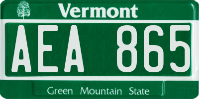 VT license plate AEA865