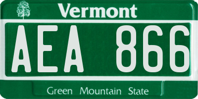 VT license plate AEA866