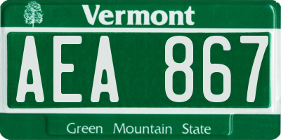 VT license plate AEA867