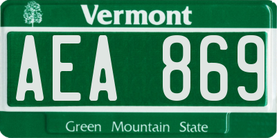 VT license plate AEA869
