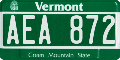 VT license plate AEA872