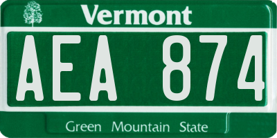 VT license plate AEA874
