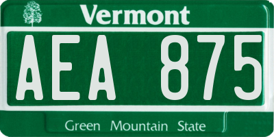 VT license plate AEA875