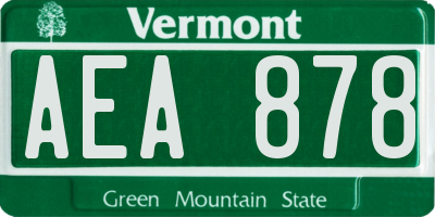 VT license plate AEA878