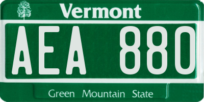 VT license plate AEA880