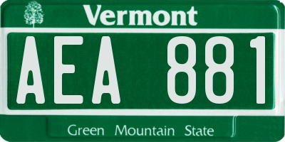VT license plate AEA881