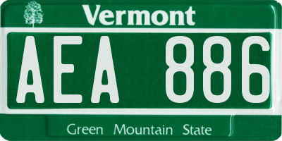 VT license plate AEA886