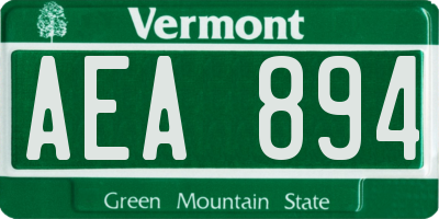 VT license plate AEA894